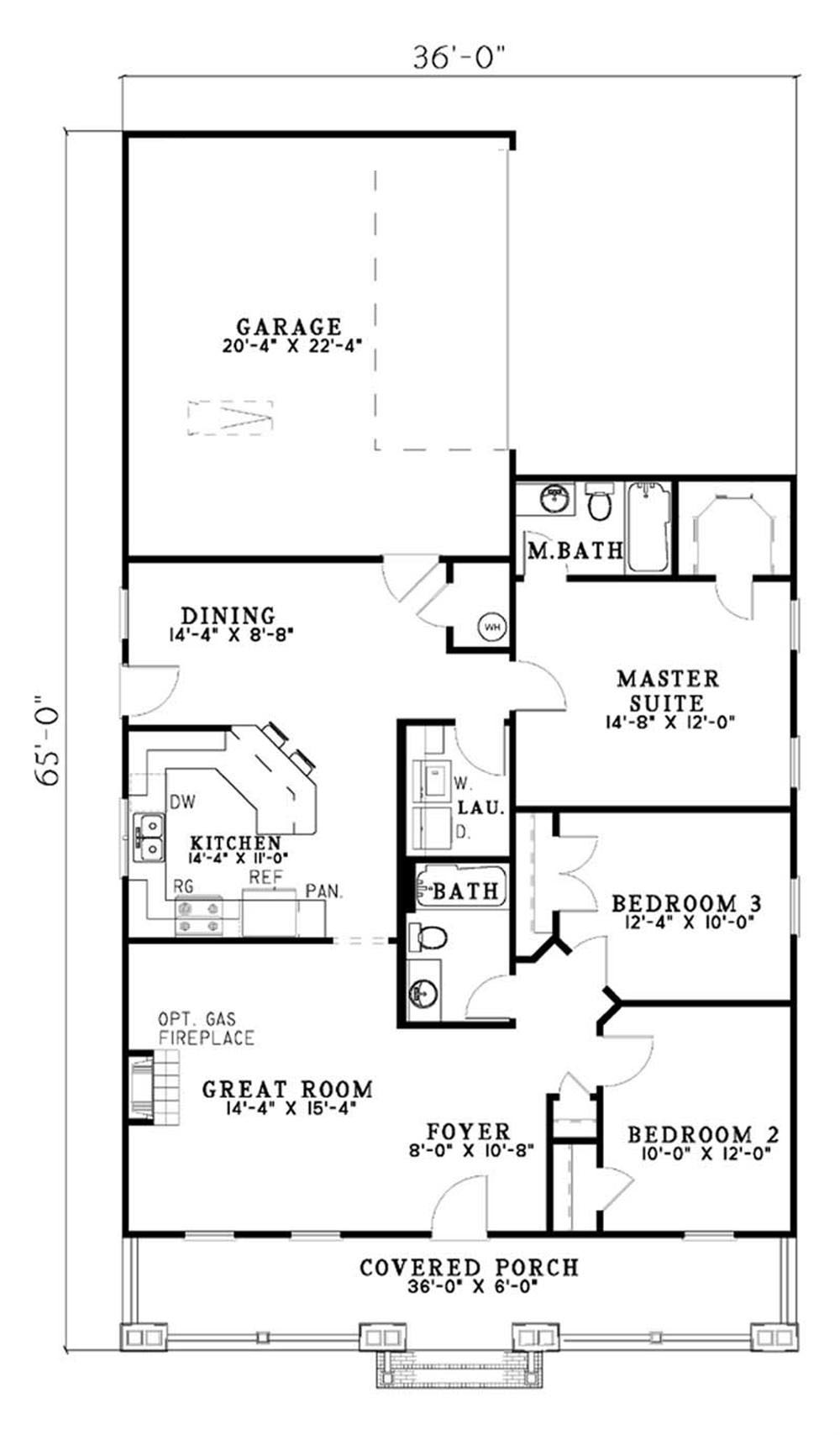 Floor Plan First Story of Craftsman Plan #153-1669